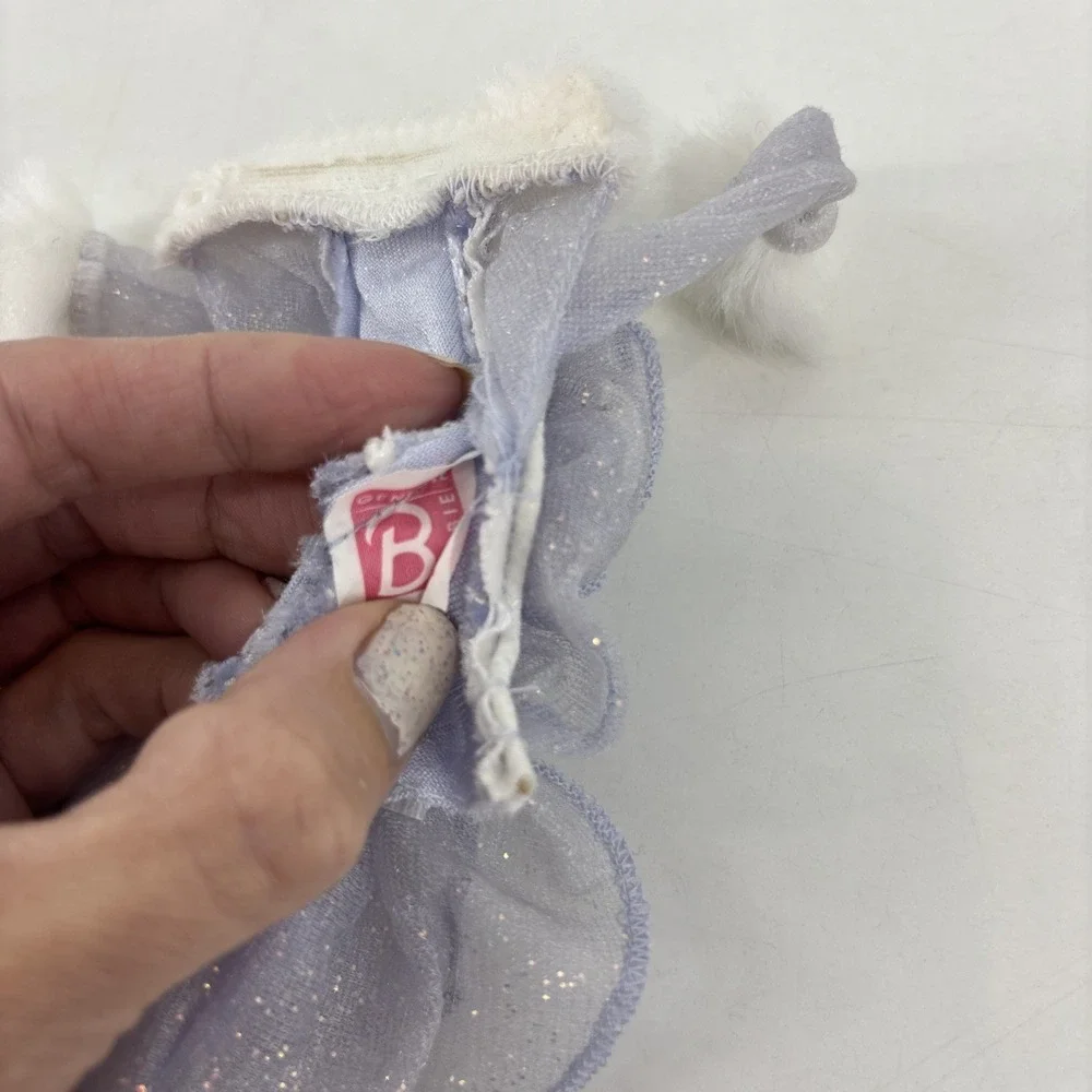Barbie Doll Ice Skating Dress Shimmery Purple White Fleece Cuffs‎ And Neckline
